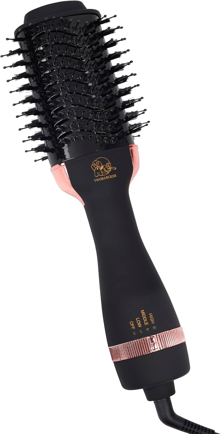TWOBARCKER Hair Dryer Brush Blow Dryer Brush in One, 4 in 1 Ionic Hair Dryer and Styler Volumizer with Oval Titanium Barrel, Hot Air Straightener for Smooth Frizz-Free Blowout - Image 1
